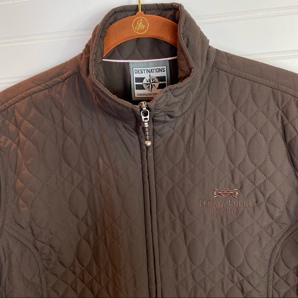Destinations American Identity Women’s Fluor Full Zip Jacket Brown Sz Medium - Picture 3 of 13